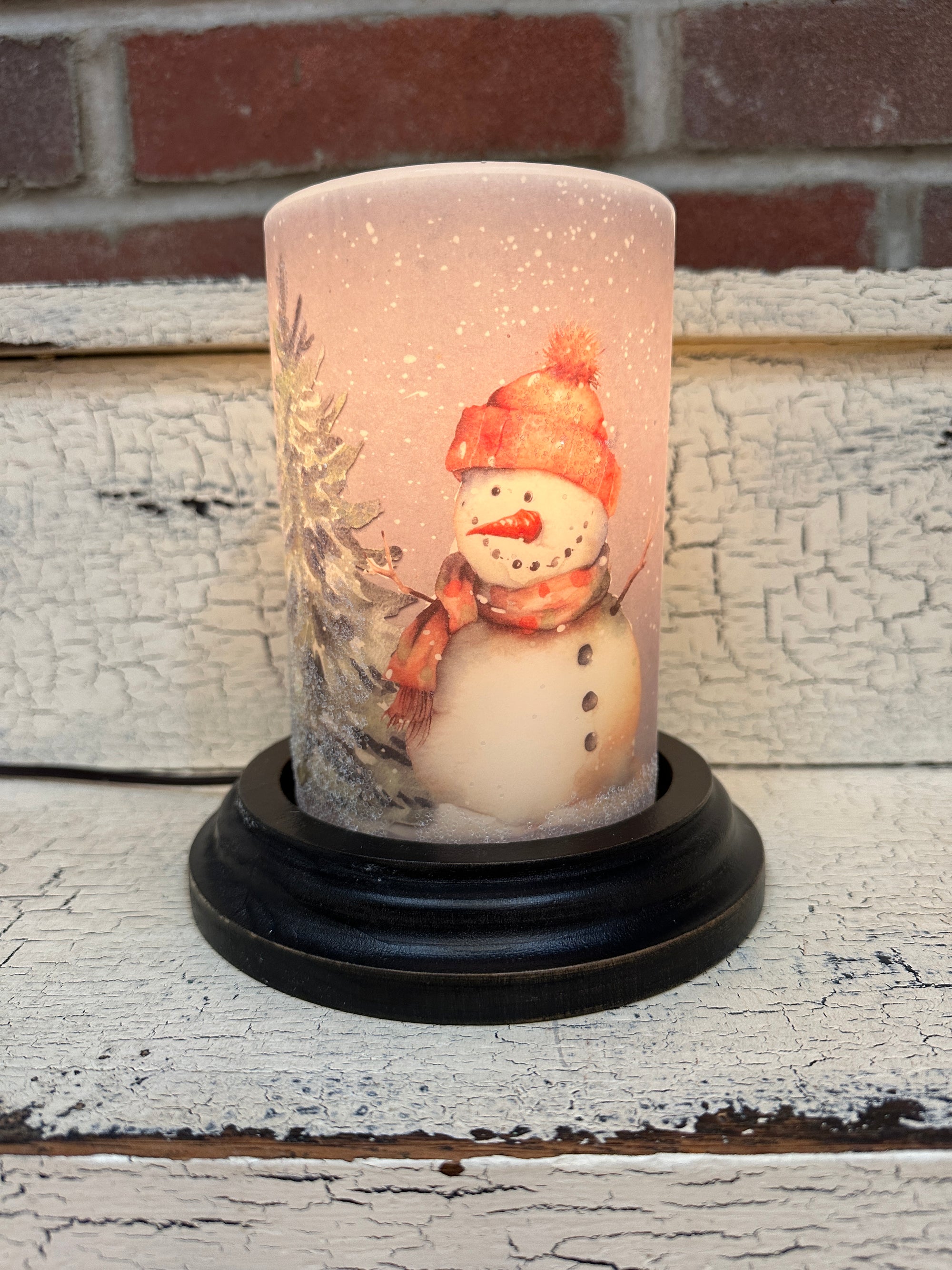 Gray Night Snowman Candle Sleeve