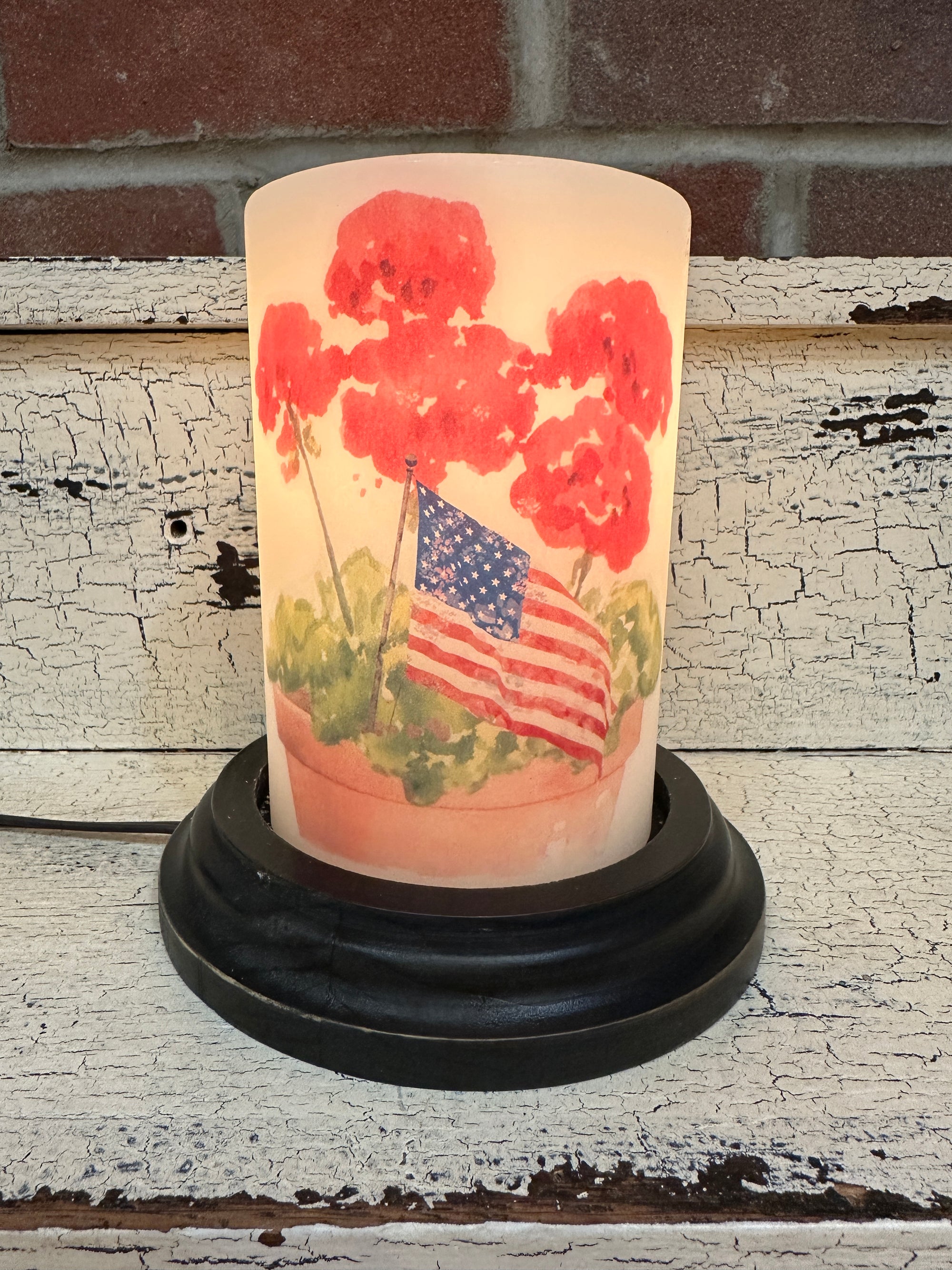 Red Geranium with Flag Candle Sleeve