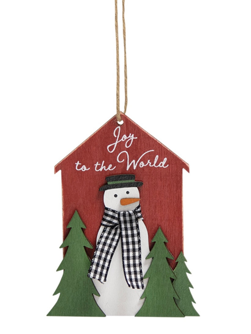 Joy to the World Snowman Ornament