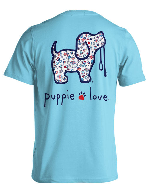 Puppie Love 4th of July Pattern Pup Tee