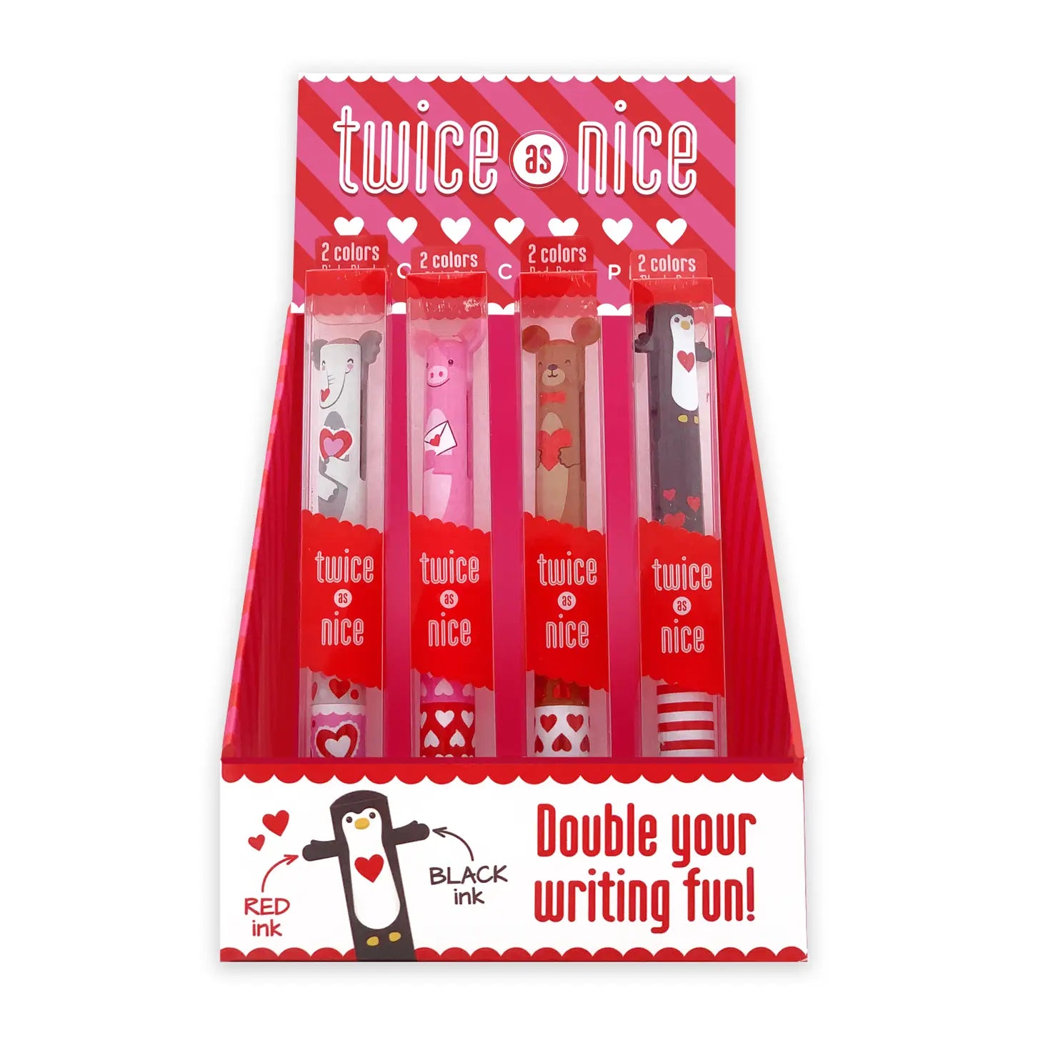Valentine Two Color Click Pens - 4 Styles