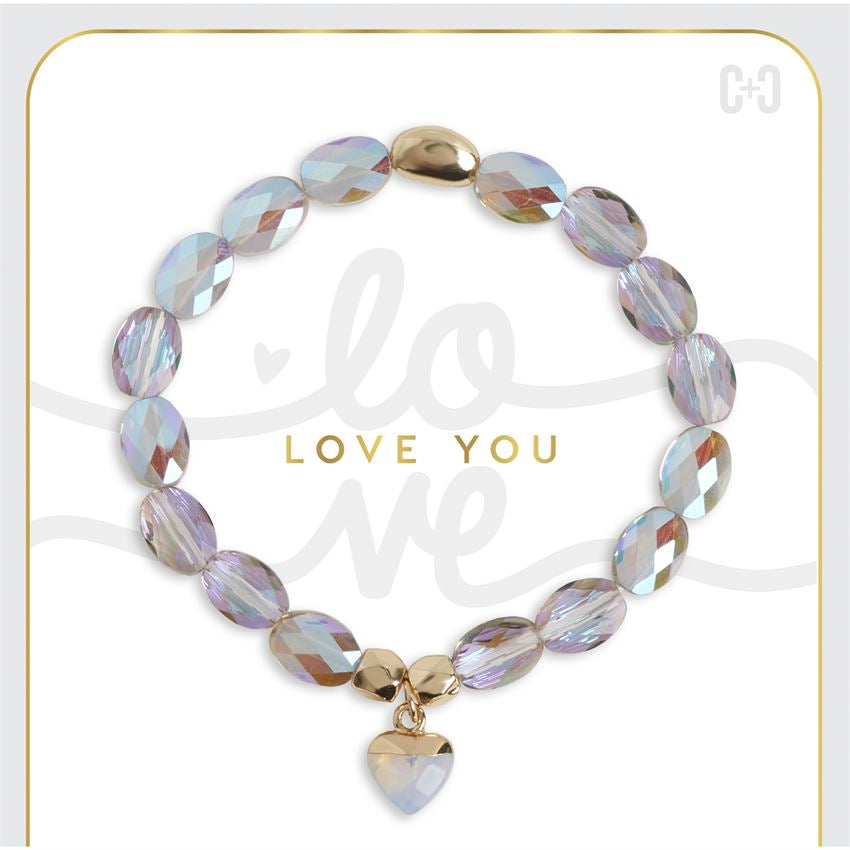 Love You Heart Charm Bracelet - Multicolored