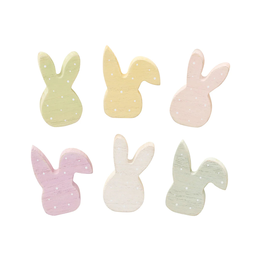 Mini Colored Bunny Heads - Set of 6