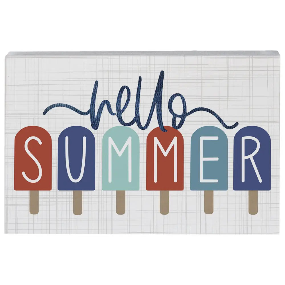 Hello Summer Popsicles Wood Block Sign
