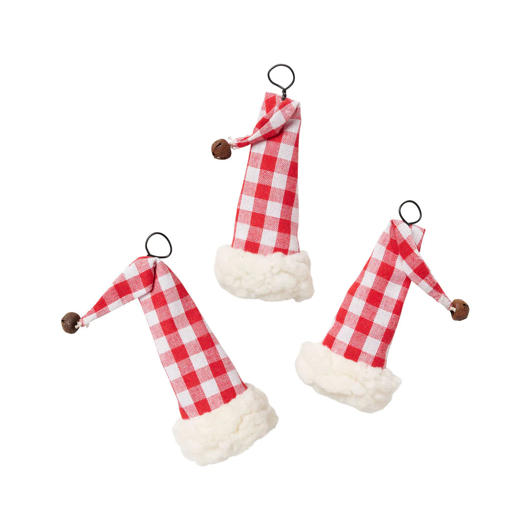 Santa Hat Ornaments - Set of 3