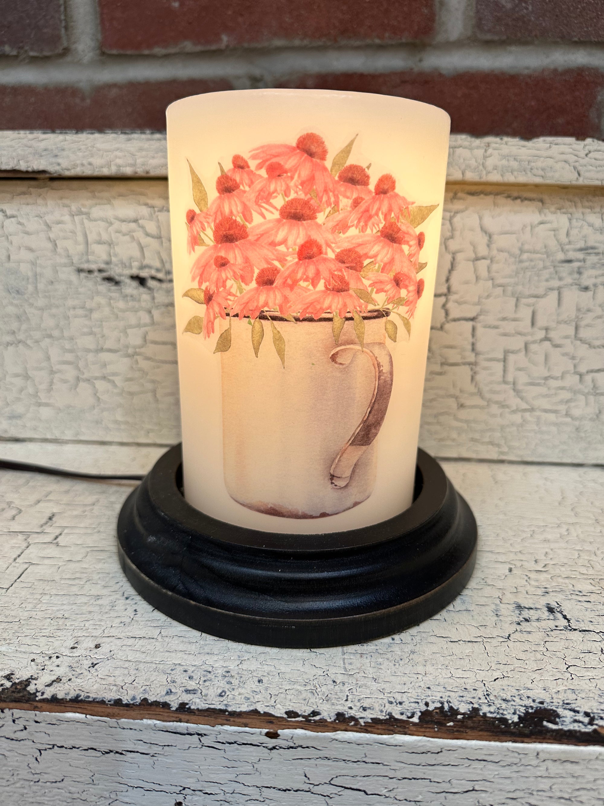 Rusty Cup Cone Flowers Candle Sleeve