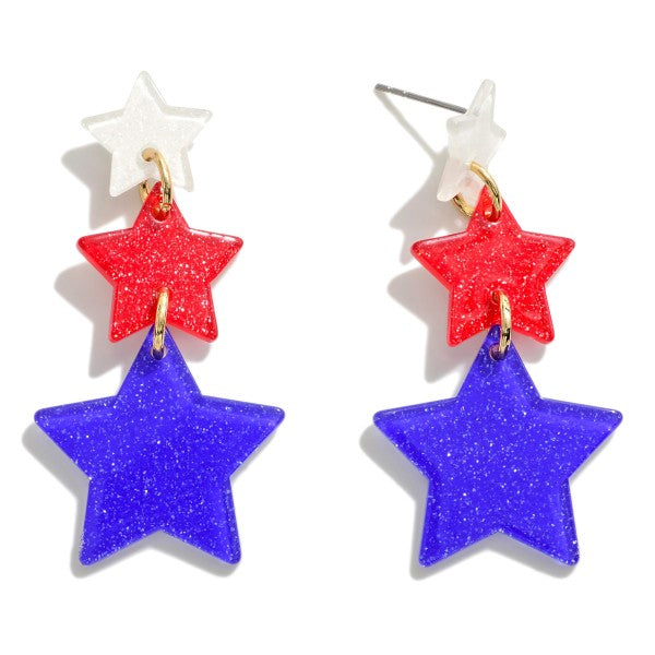 Linked Americana Star Earrings