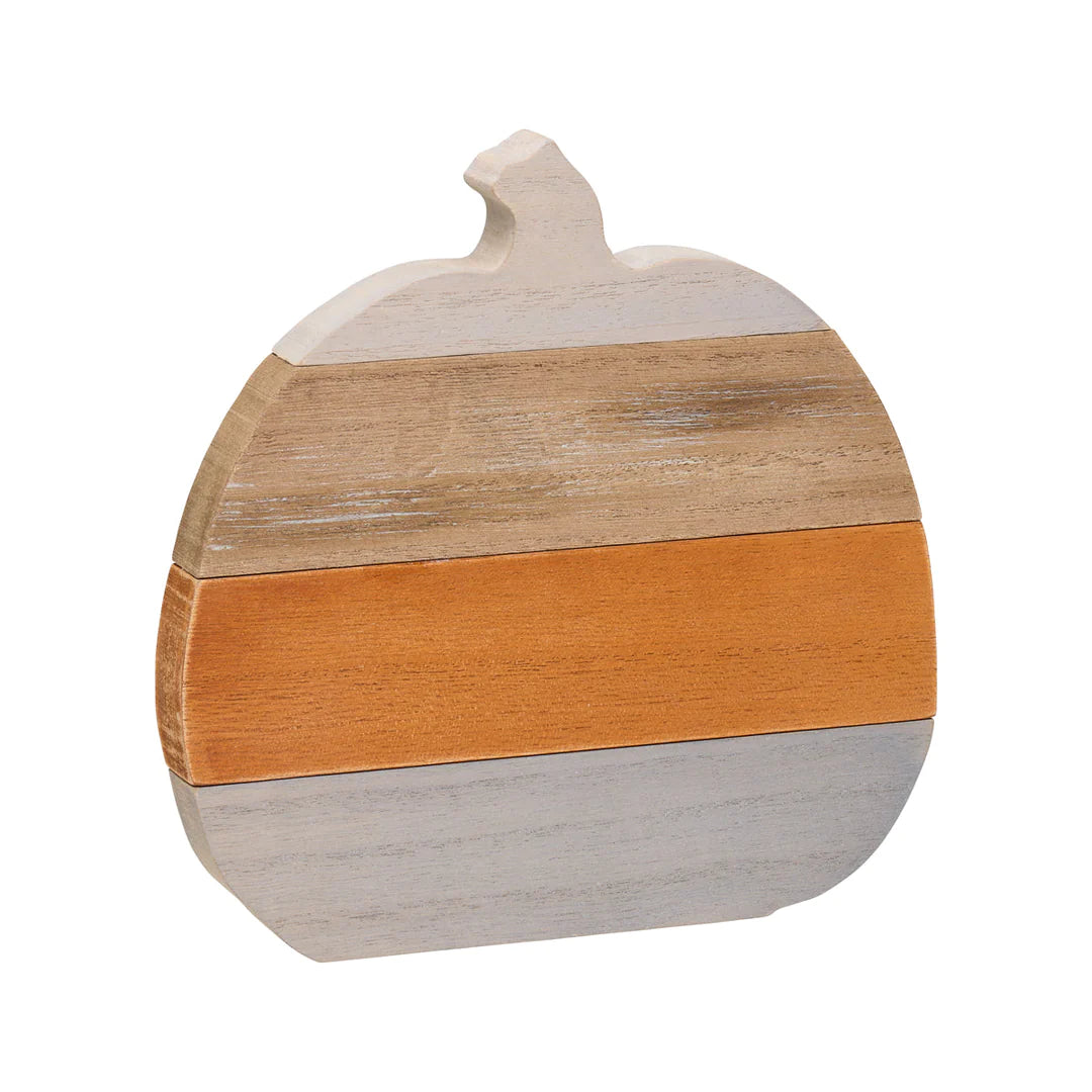 Gray/Wood/Orange Plank Pumpkin - Large