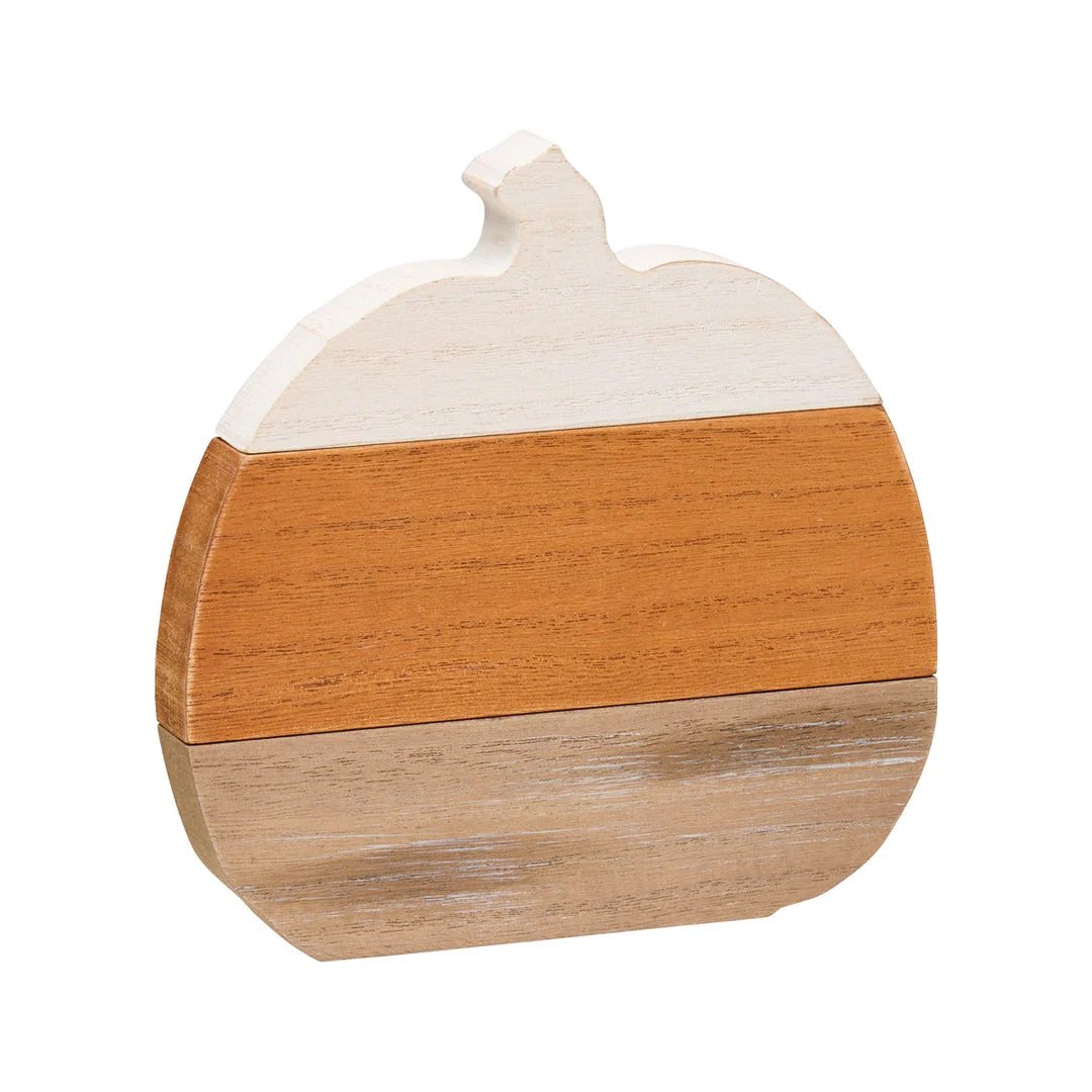 Wood/White/Orange Plank Pumpkin - Medium