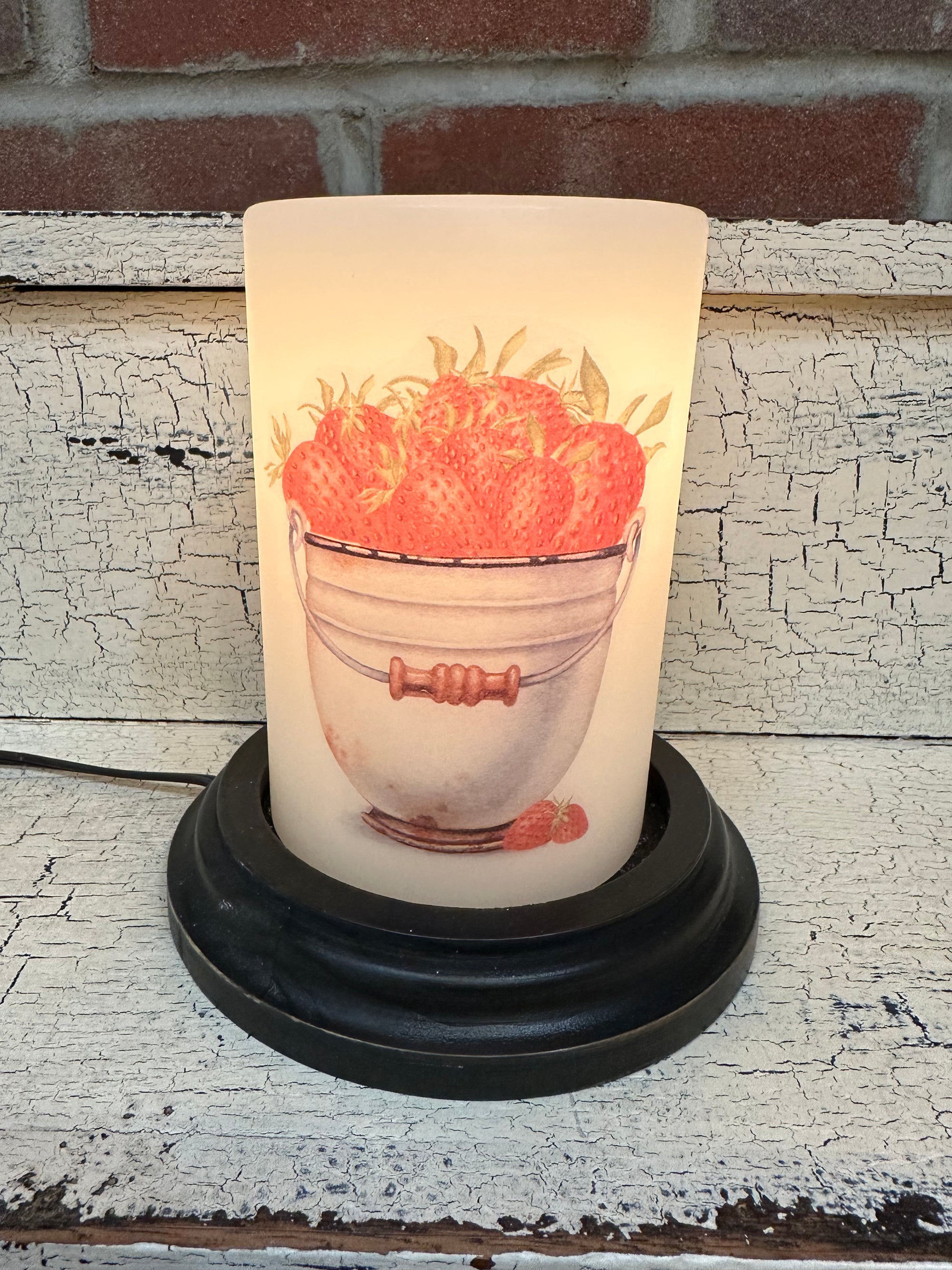 Rusty Bucket Strawberries Candle Sleeve