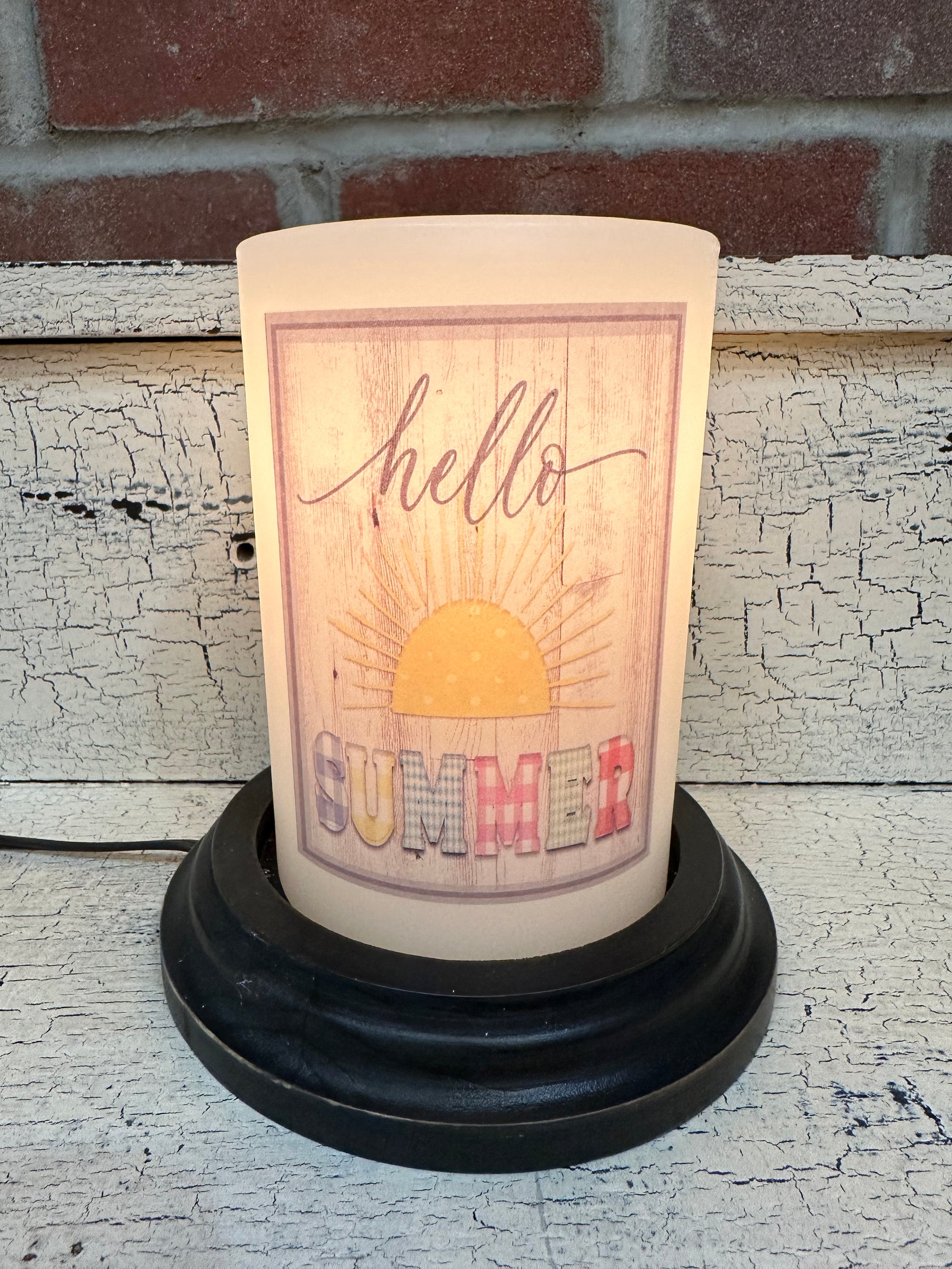 Hello Summer Gingham Candle Sleeve