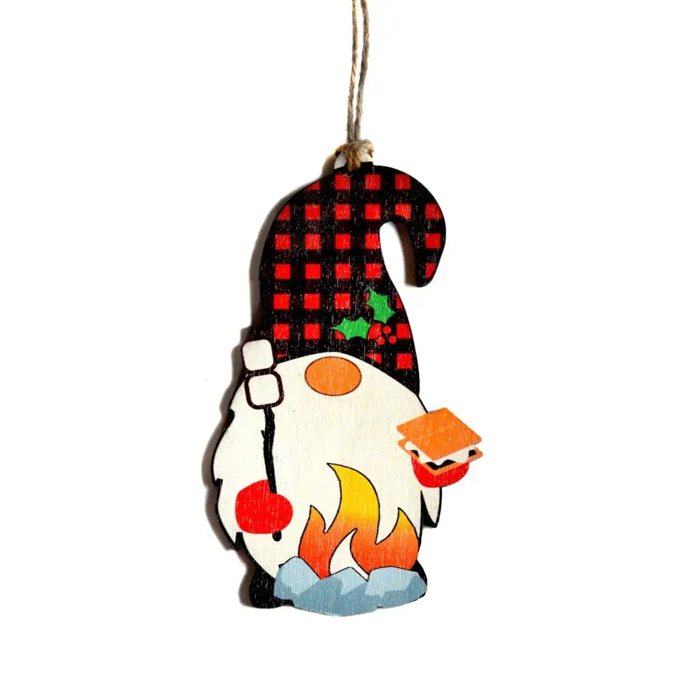 Camping Gnome with S’mores Ornament