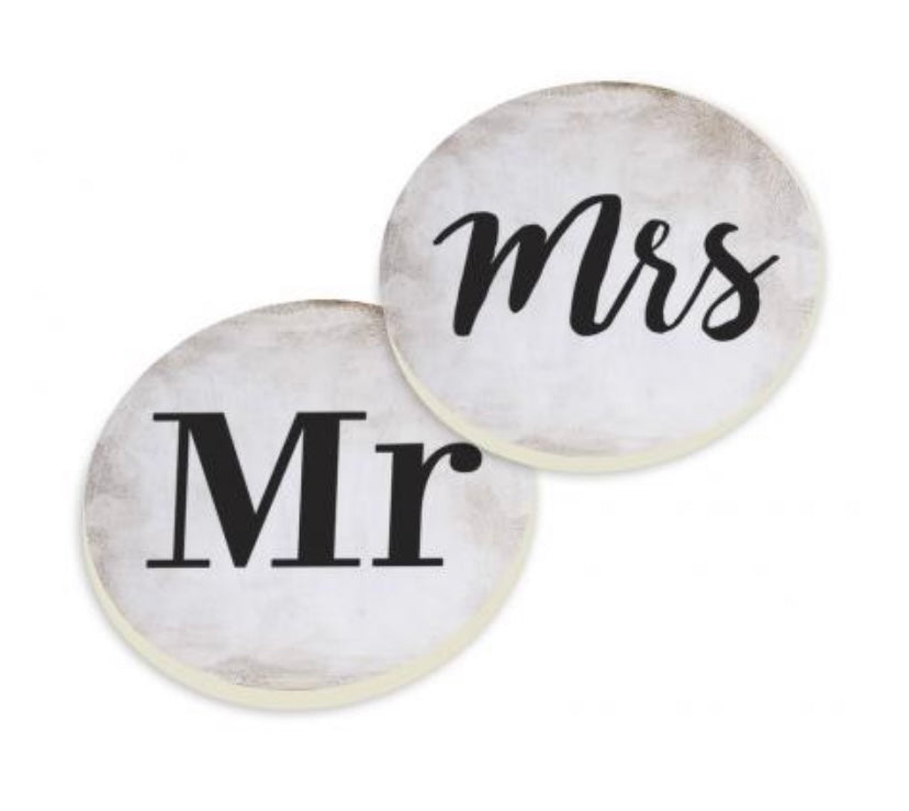 Mr & Mrs Car Coasters - Set of Two