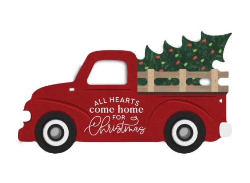 All Hearts Red Christmas Truck with Tree