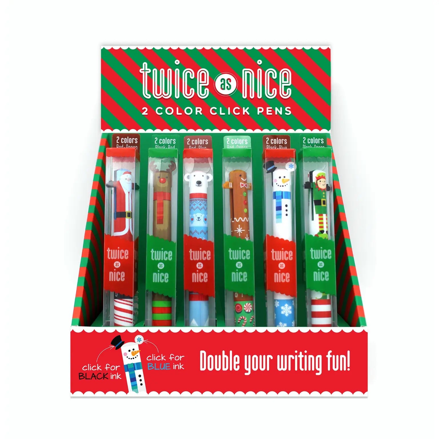 Holiday 2 Color Click Pens - 6 Styles