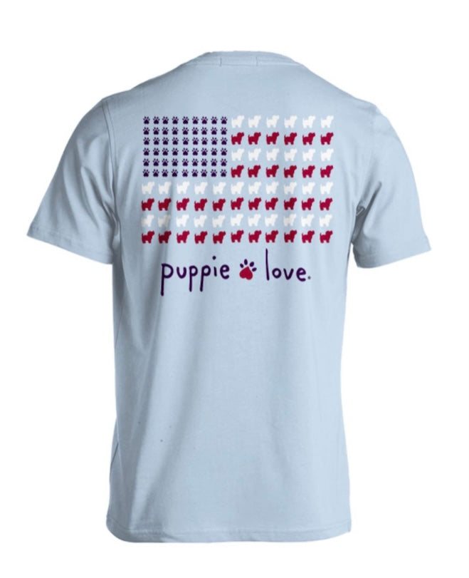 Puppie Love USA Flag Tee
