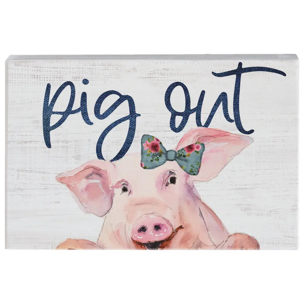 Pig Out Wood Block Sign
