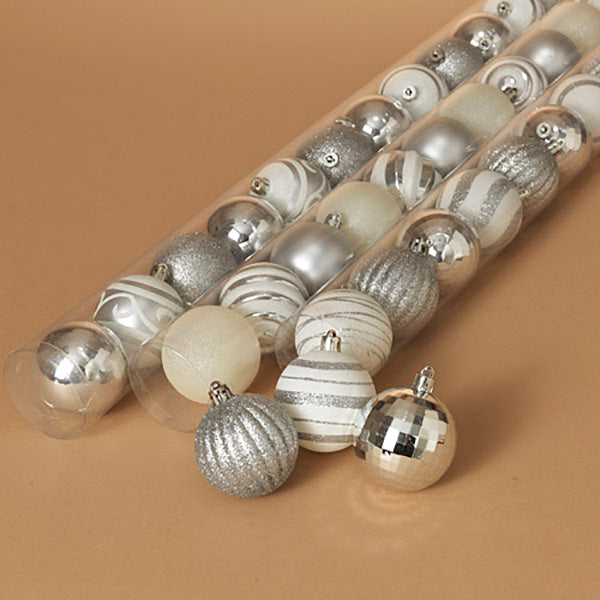Silver Ball Ornaments Set of 12