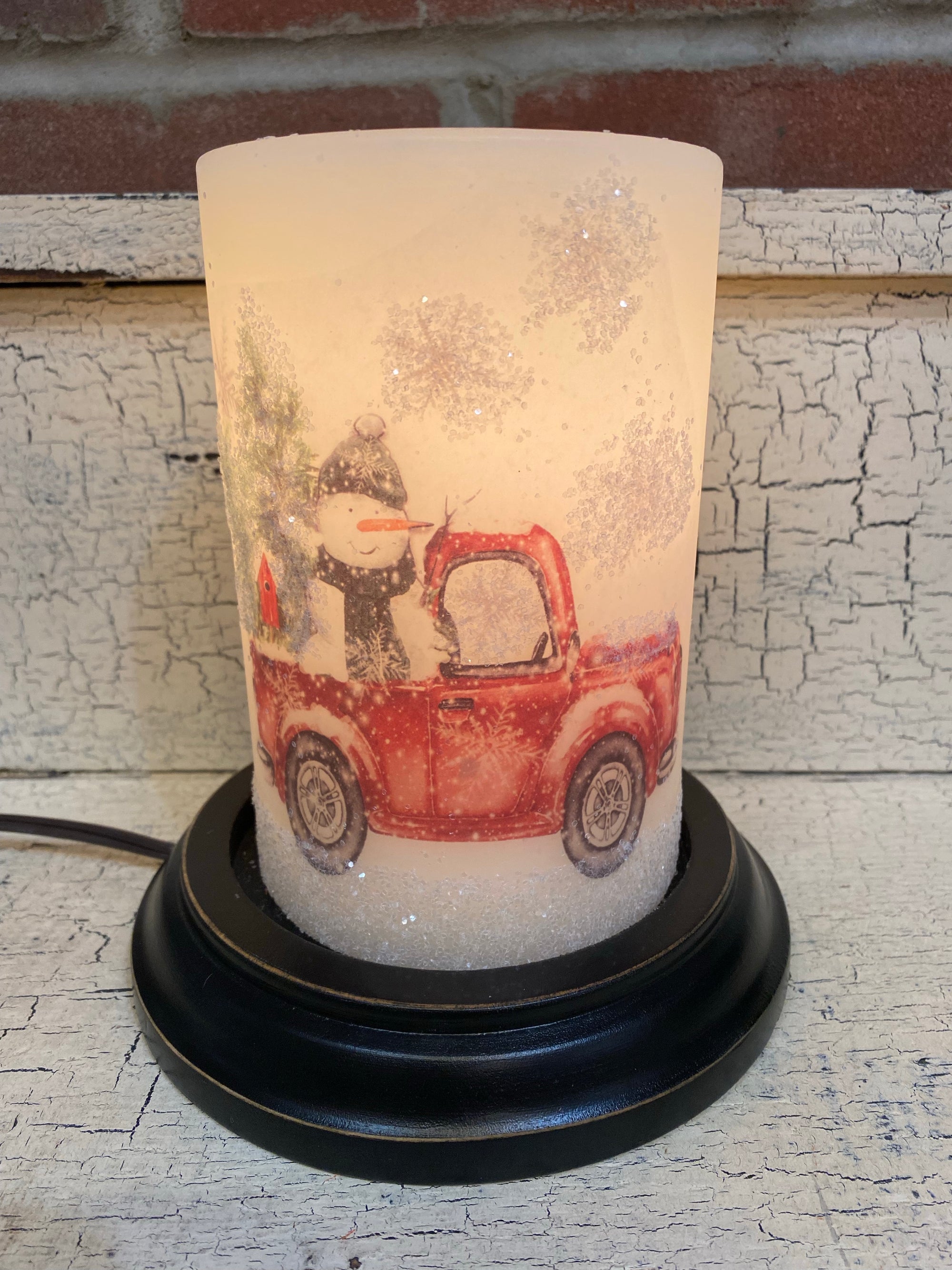 Snowman Truck Candle Sleeve