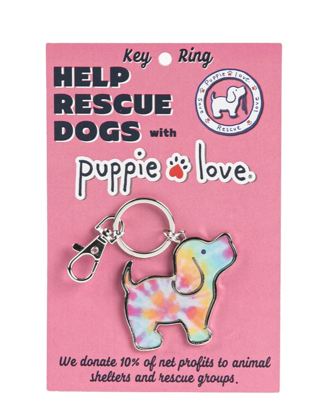 Puppie Love Tie Dye Pup Key Ring