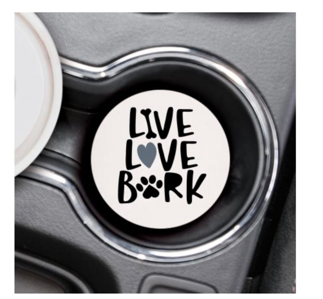 Live Love Bark Car Coaster