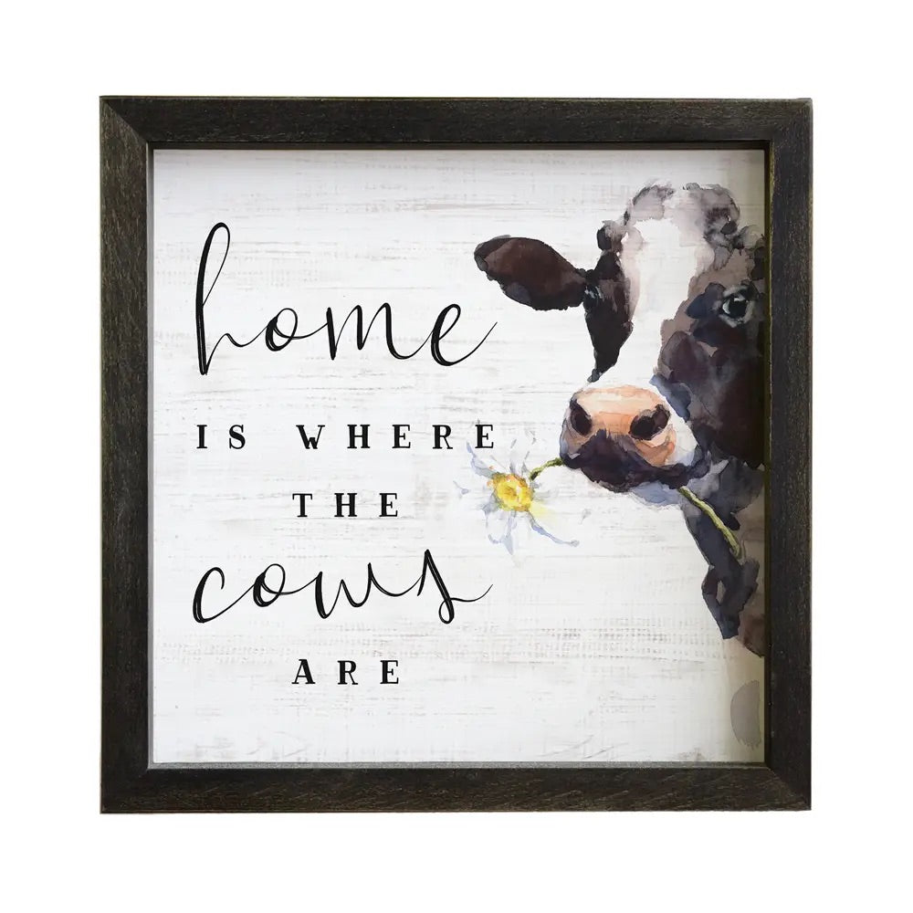 Home Cows Framed Sign