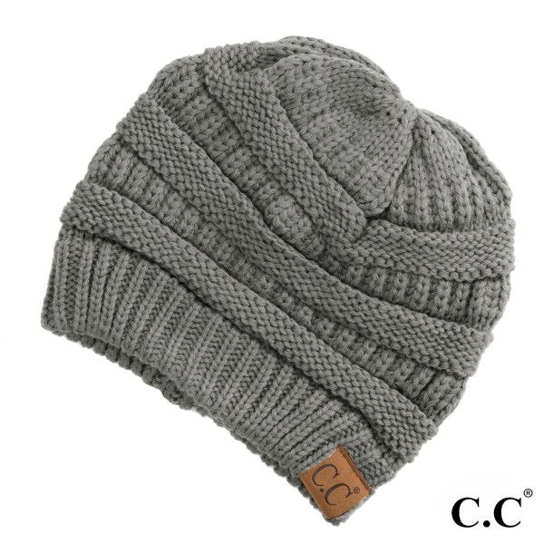 C.C Solid Ribbed Beanie - Natural Grey