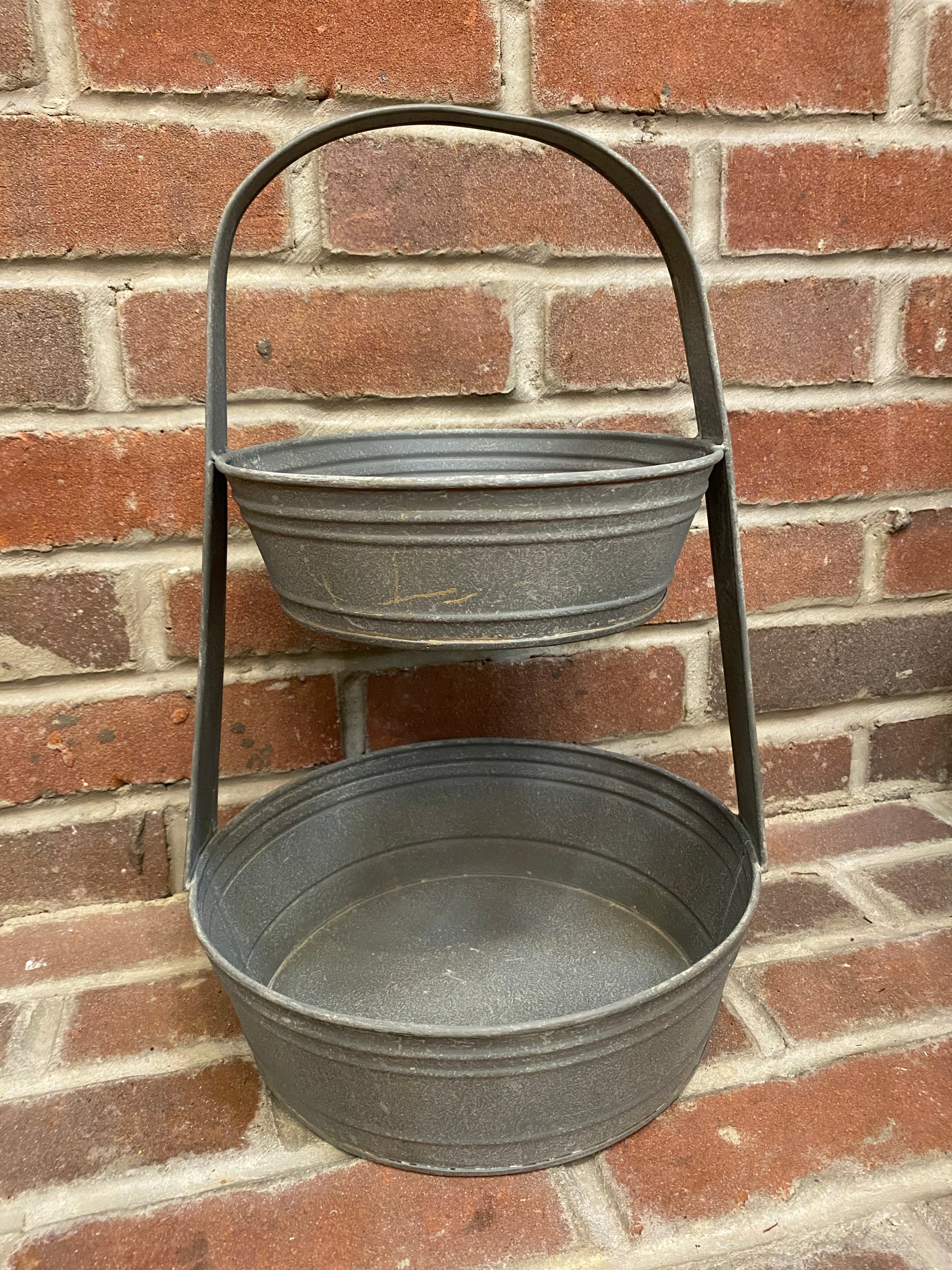 Two Tier Metal Tote - Barn Roof
