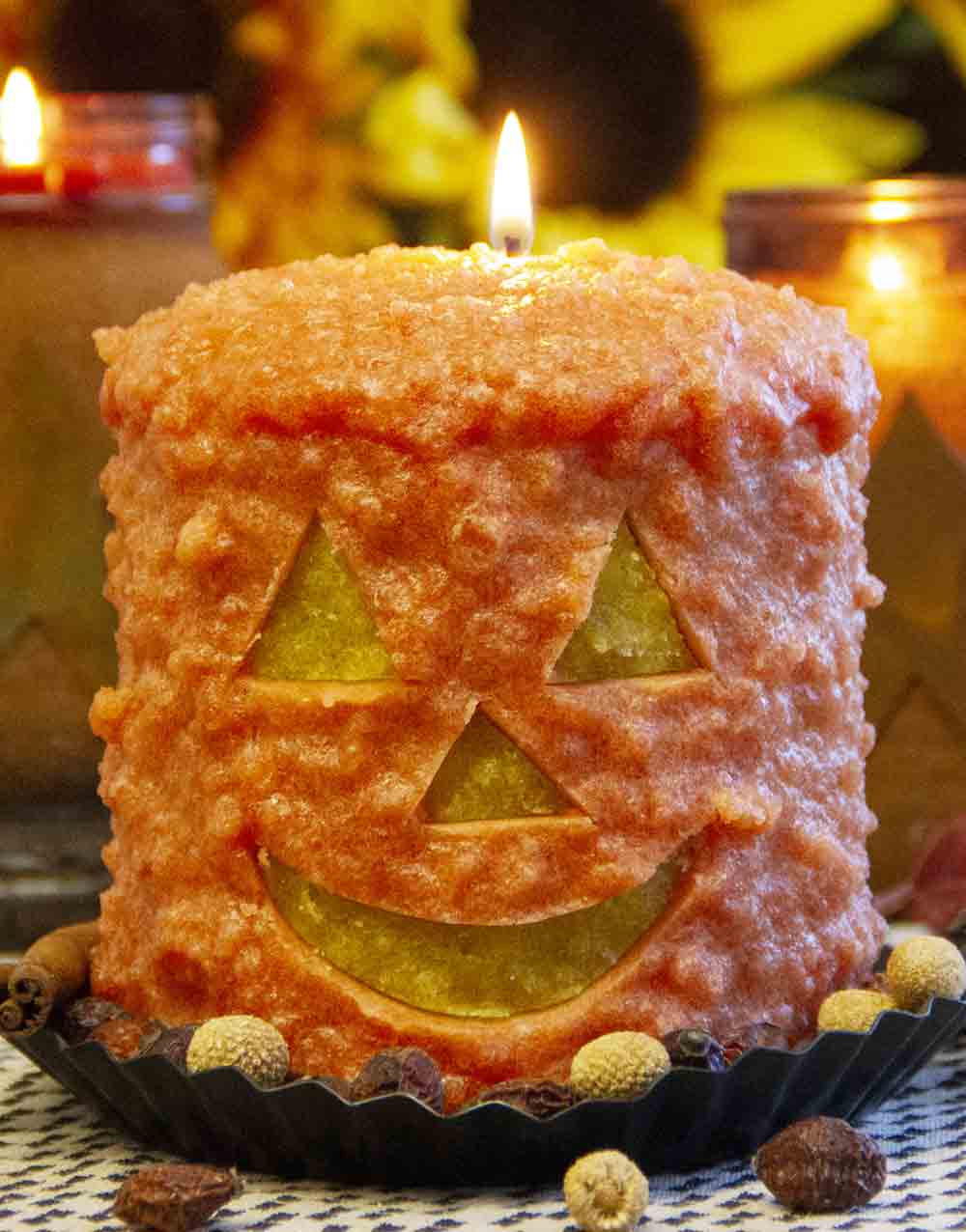 Pumpkin Face Hearth Candle