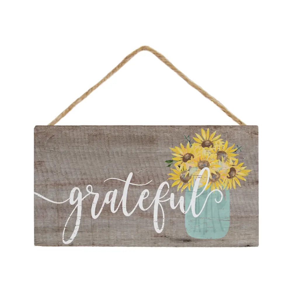 Grateful Sunflowers Hanging Sign