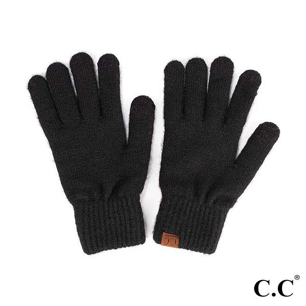 C.C Heather Knit Gloves - Black