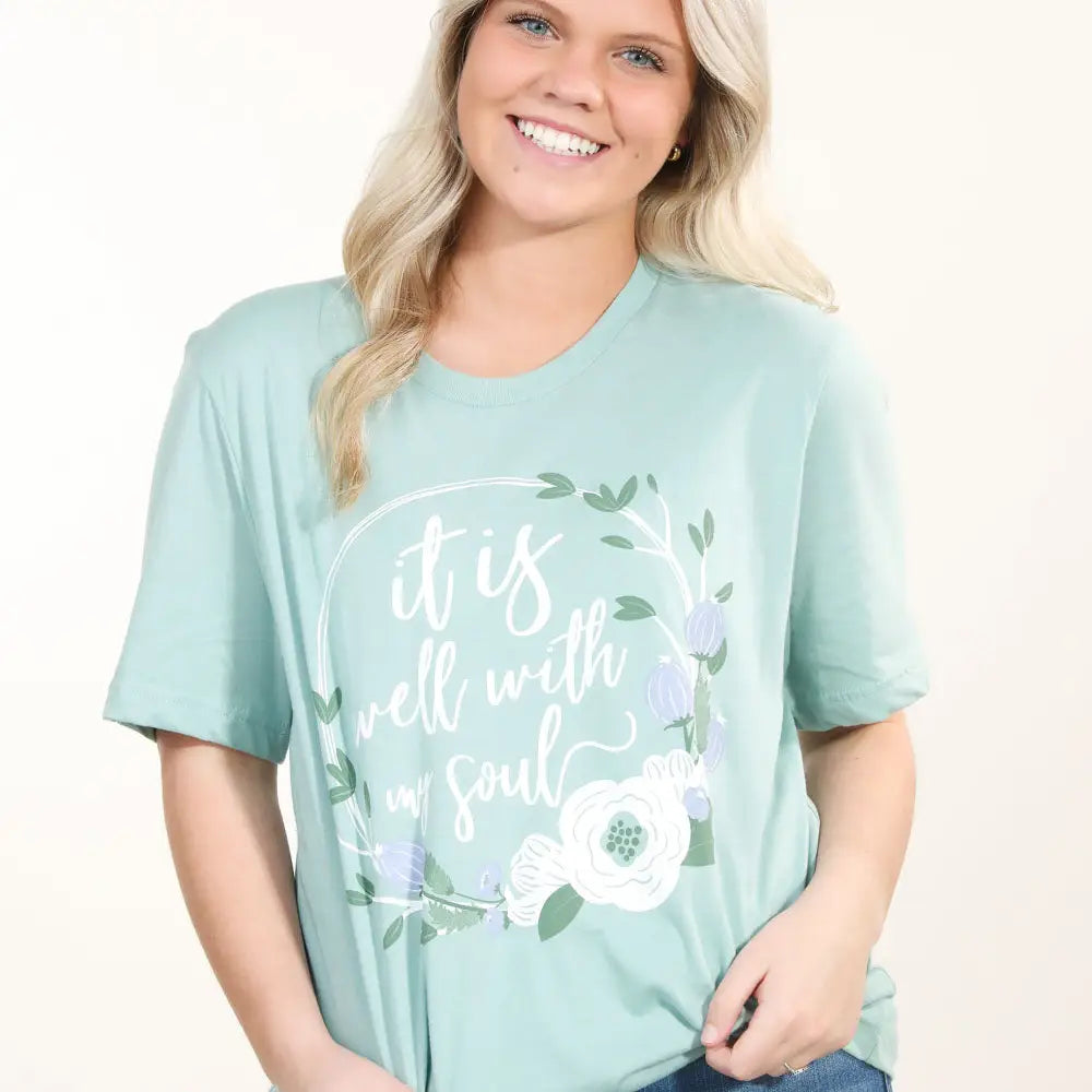 It is Well with my Soul Tee - Dusty Blue