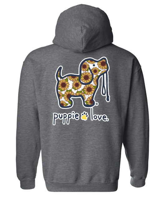 Puppie Love Sunflower Pup Hoodie Sweatshirt