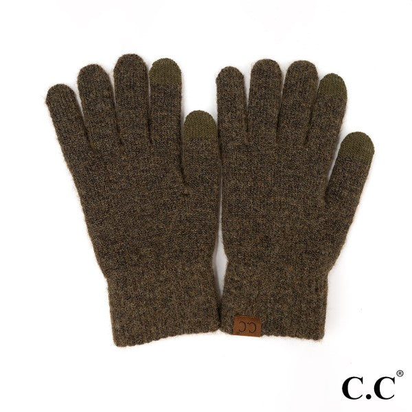 C.C Heather Knit Gloves - Moss