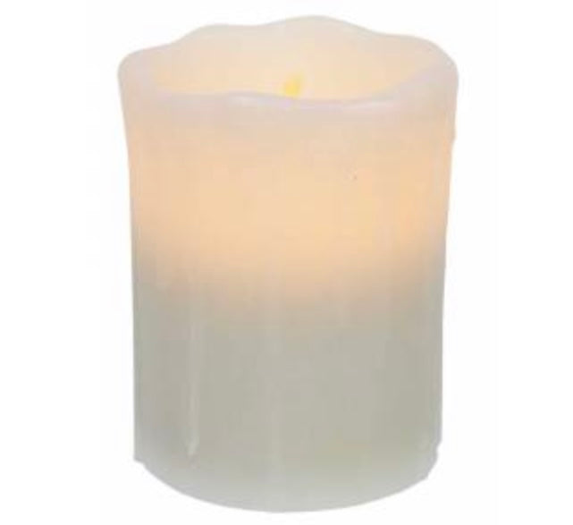 White Dripped Pillar Candle - 4”