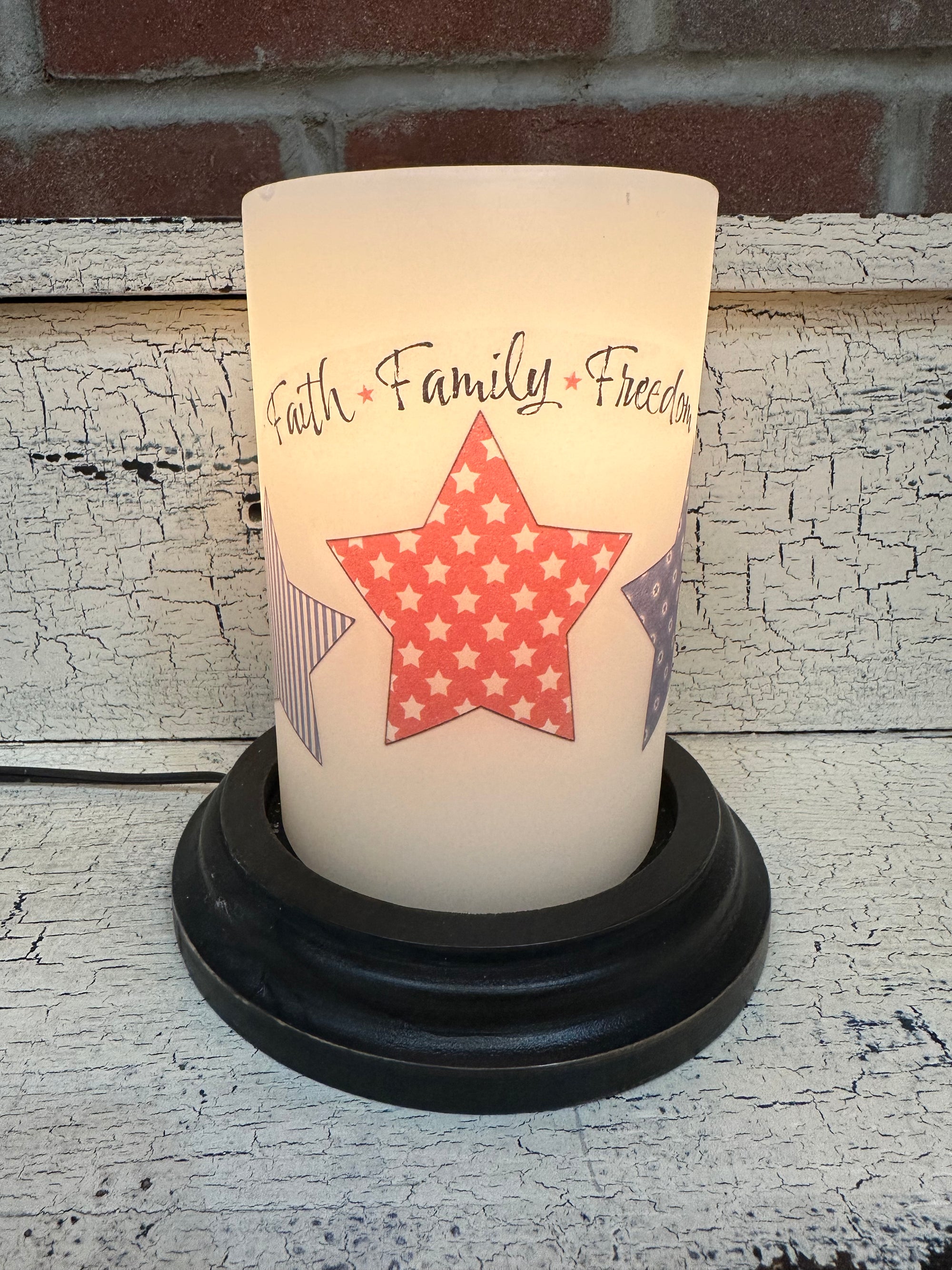 Americana Faith Family Freedom Stars Candle Sleeve