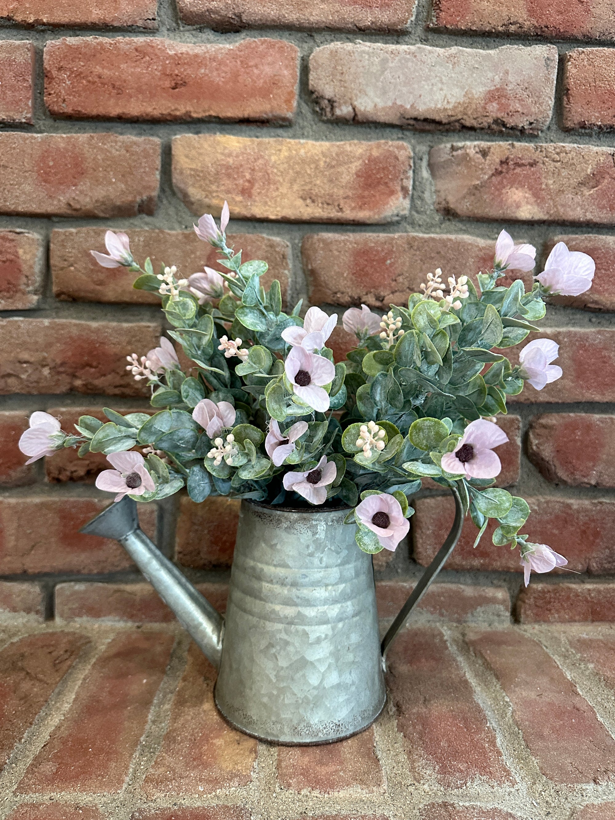 Watering Can with Folklore Florets Arrangement - Pink