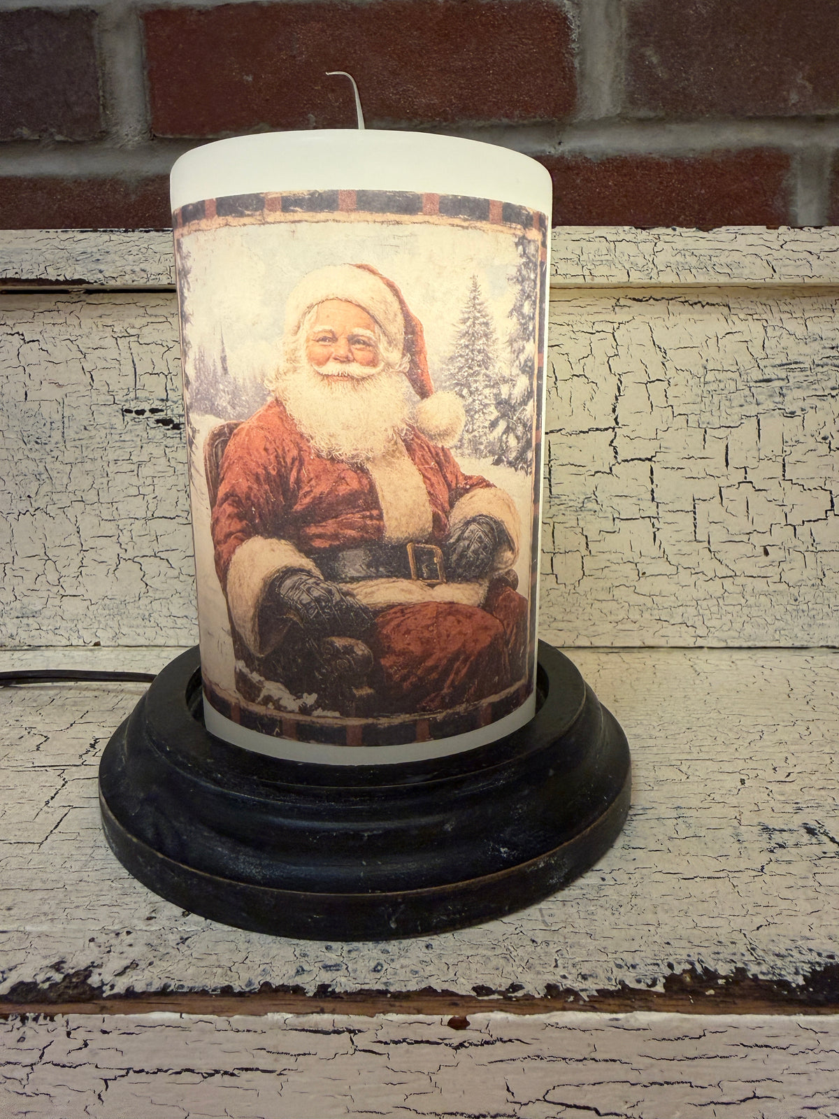 Homespun Plaid Santa Candle Sleeve