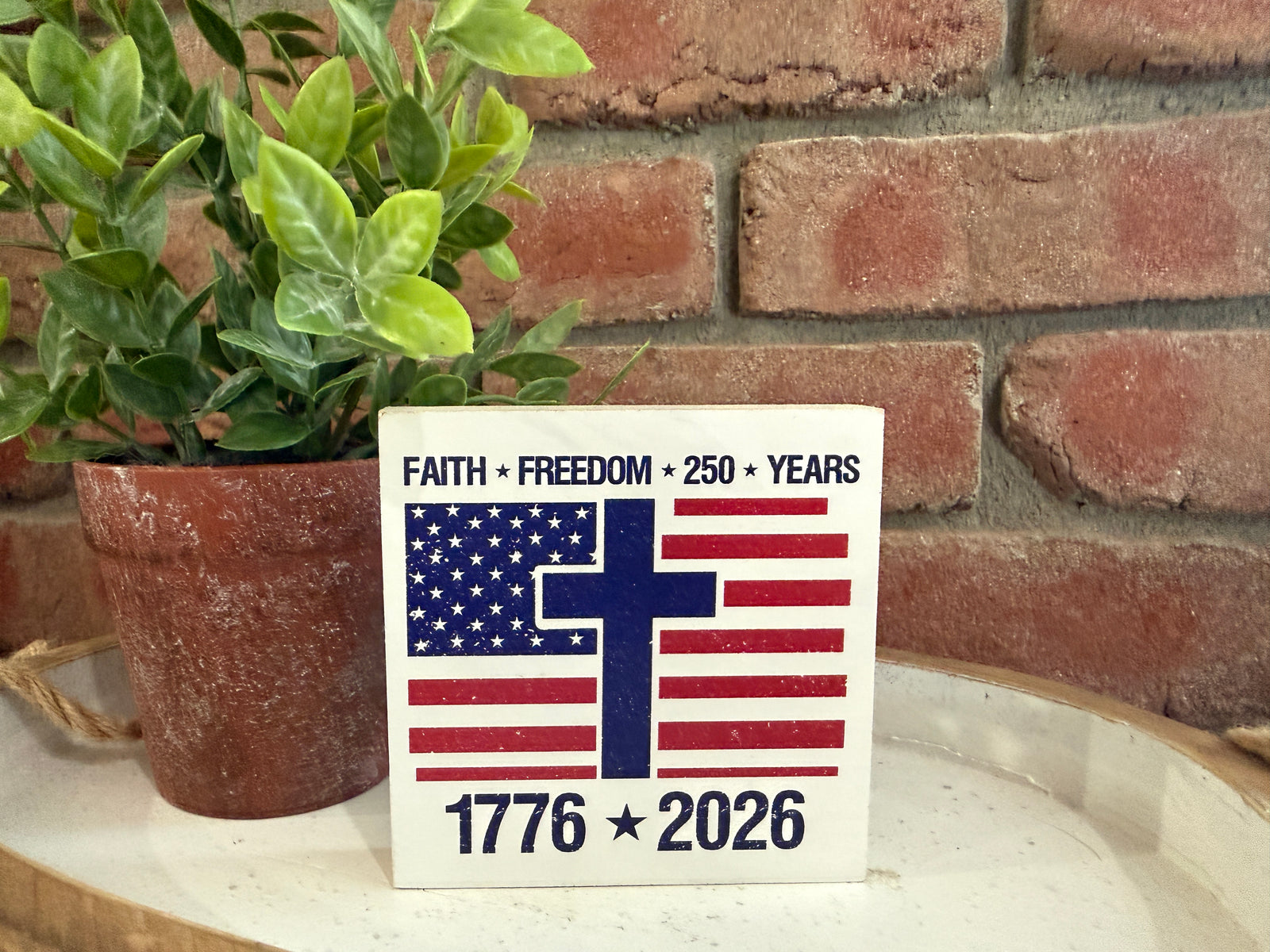 America 250 Wood Block Sign