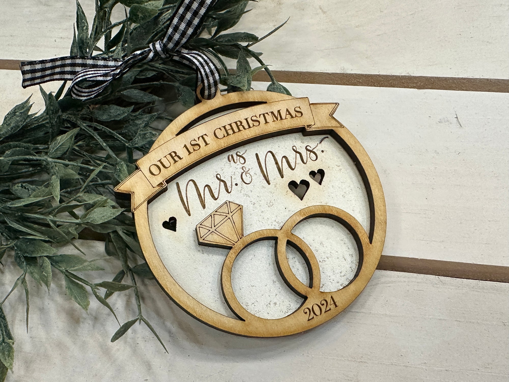 Handmade 2024 Mr & Mrs First Christmas Ornament