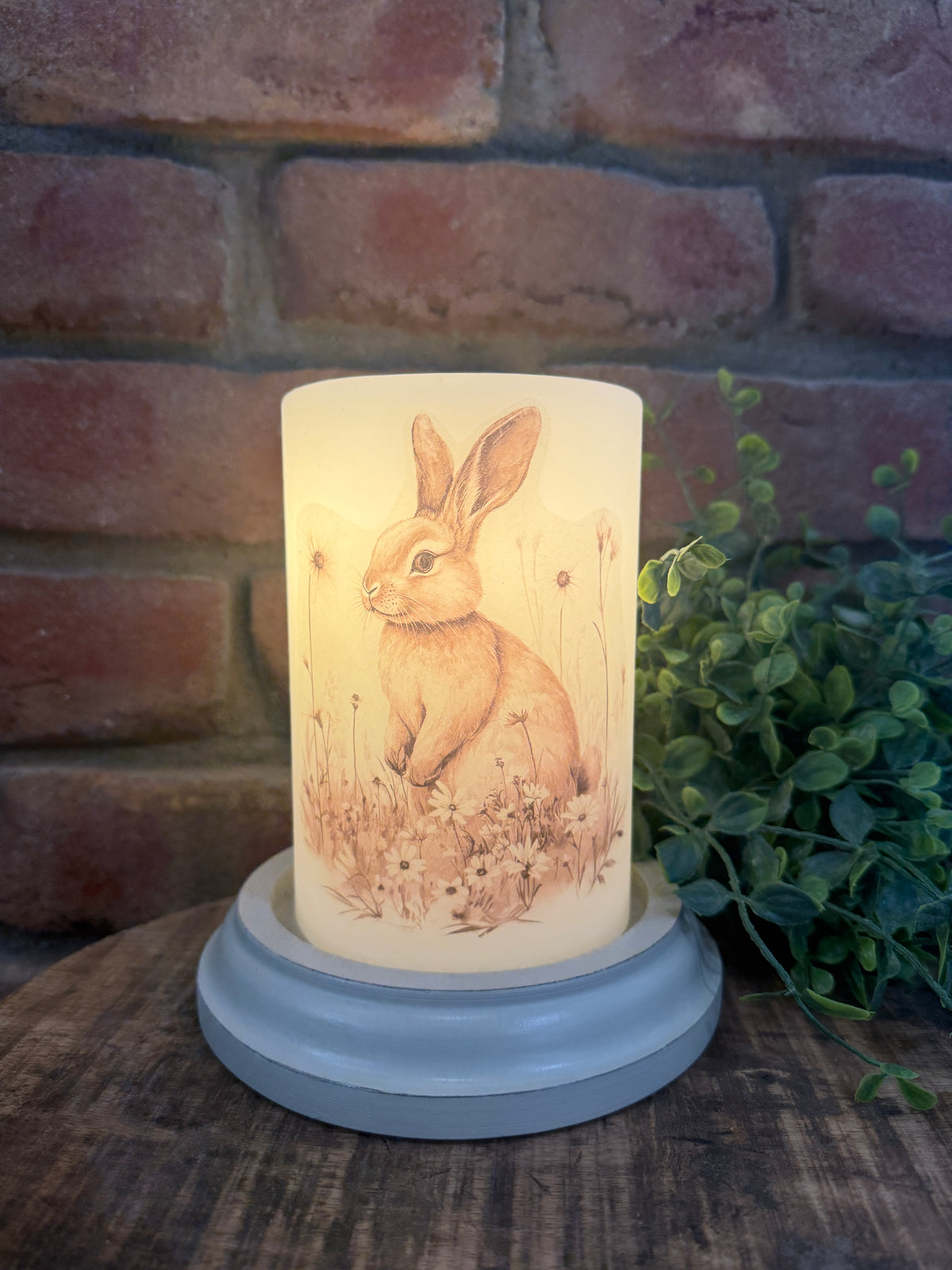 Neutral Sketched Bunny Candle Sleeve