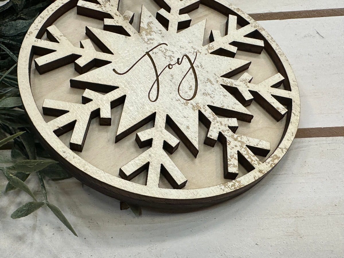 Handmade Joy Snowflake Ornament