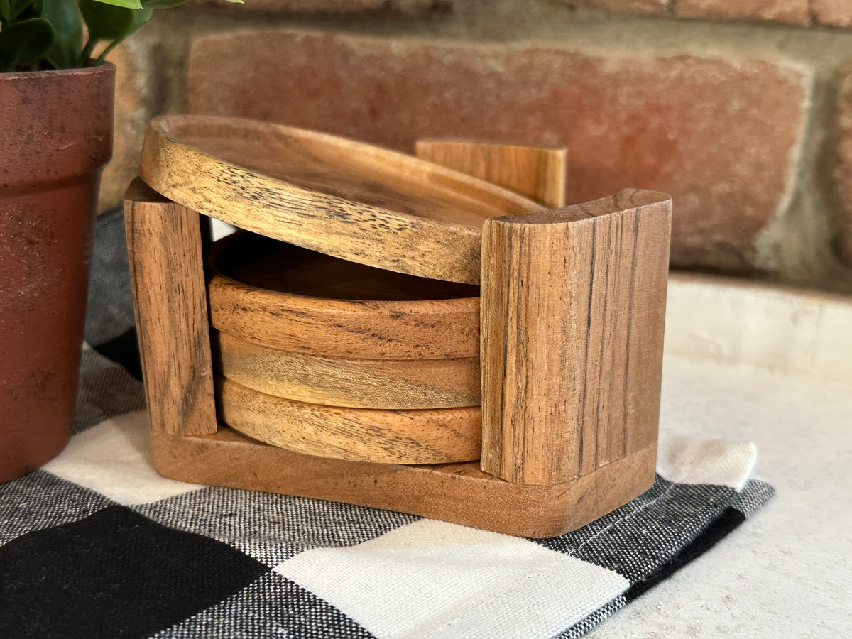 Wood Coasters with Stand