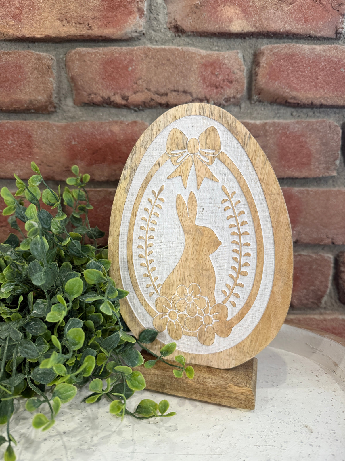 Engraved Wooden Egg on Base