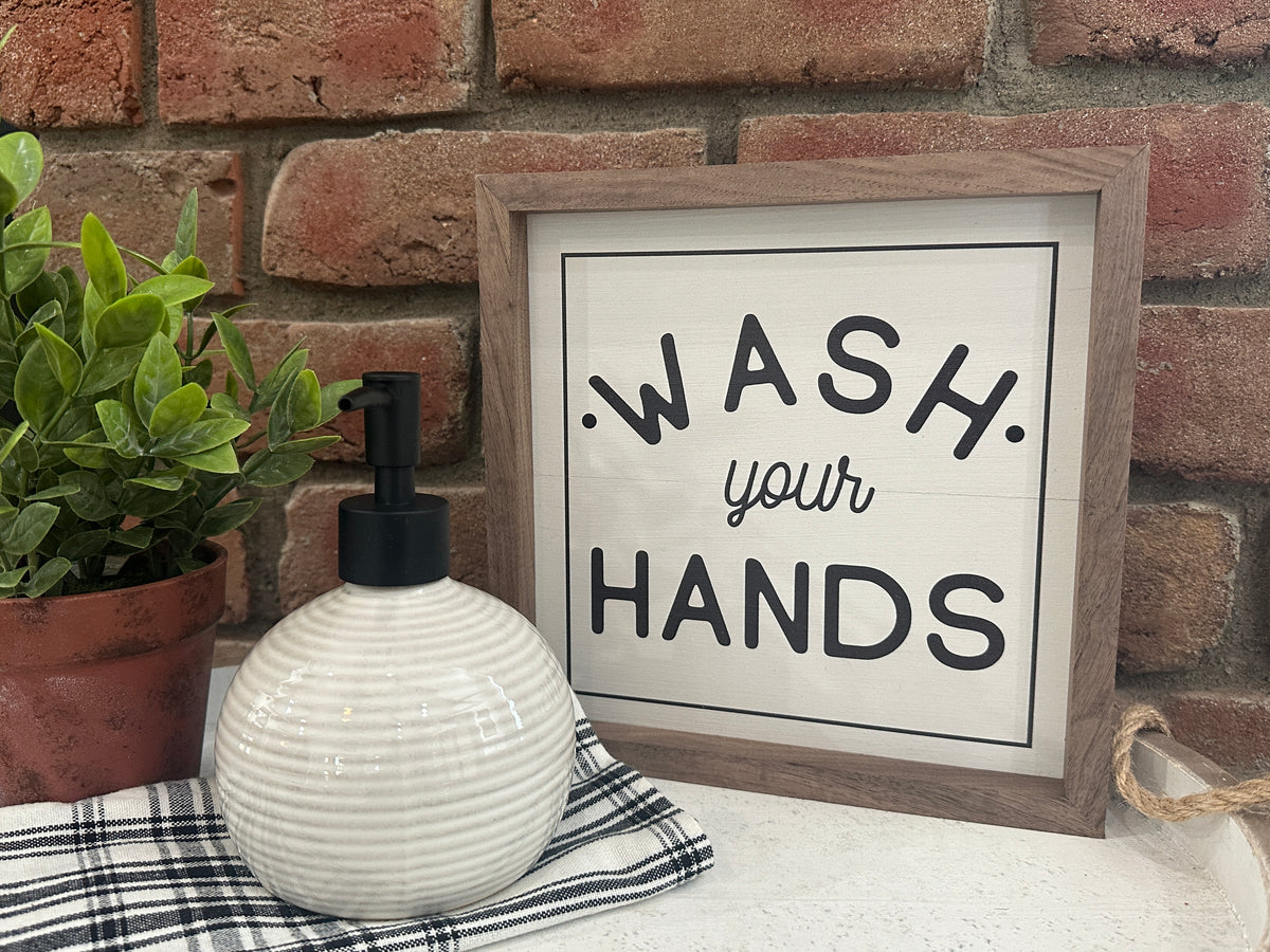 White Stripe Soap Pump