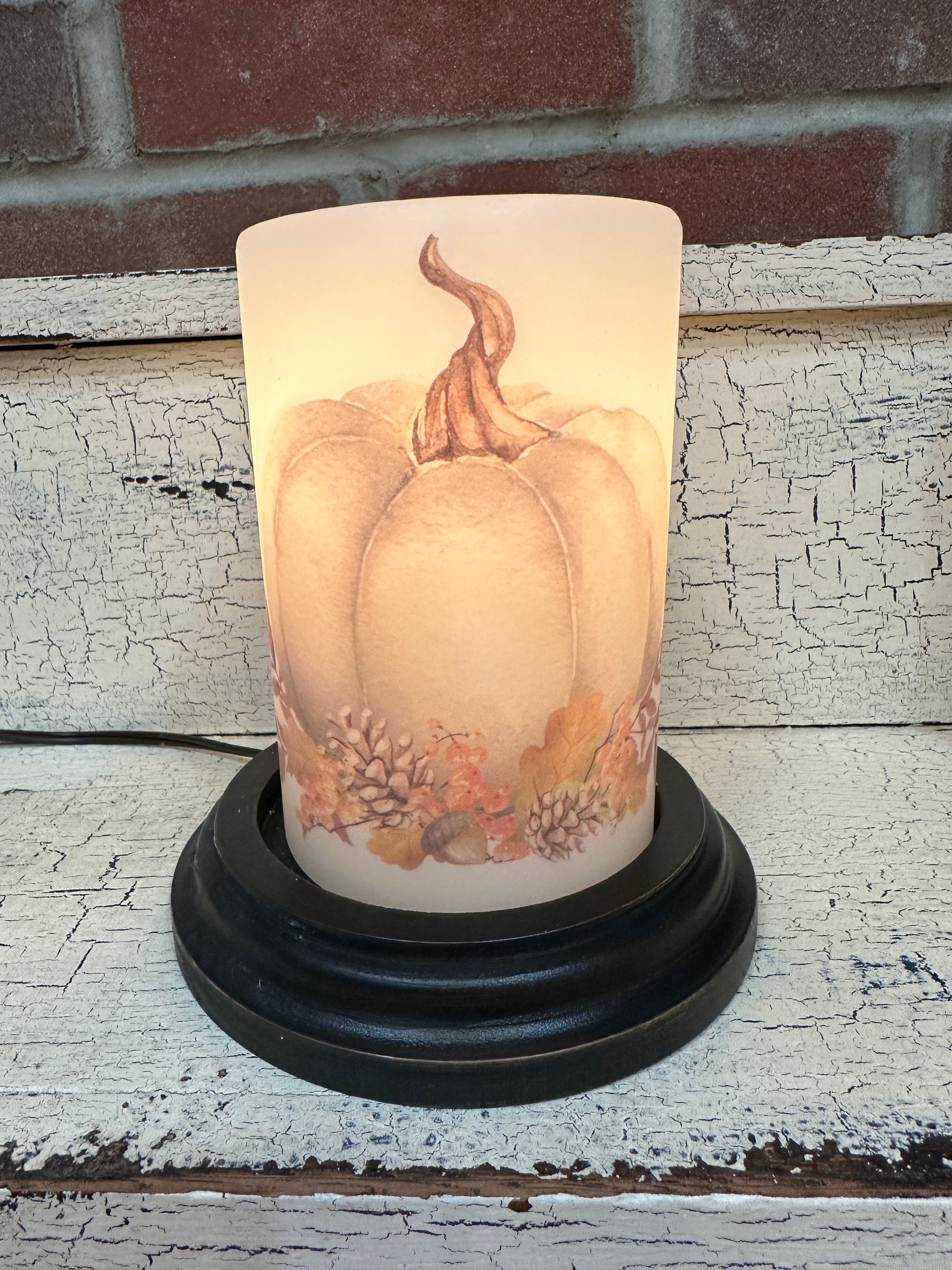 White Fall Pumpkin Candle Sleeve