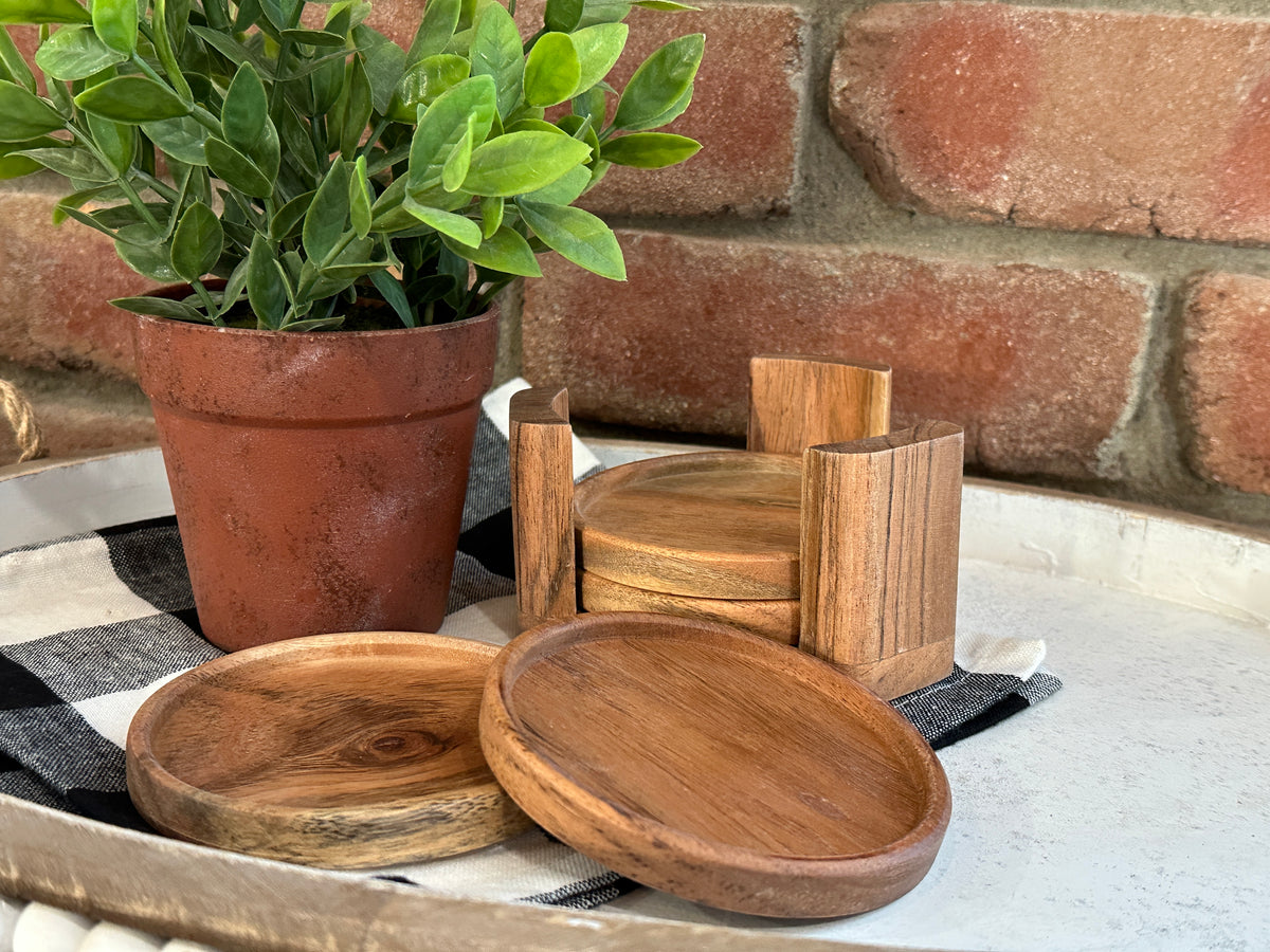 Wood Coasters with Stand