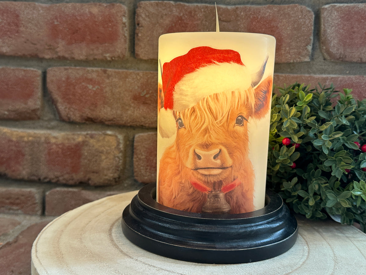 Beau Highland Cow Holiday Candle Sleeve