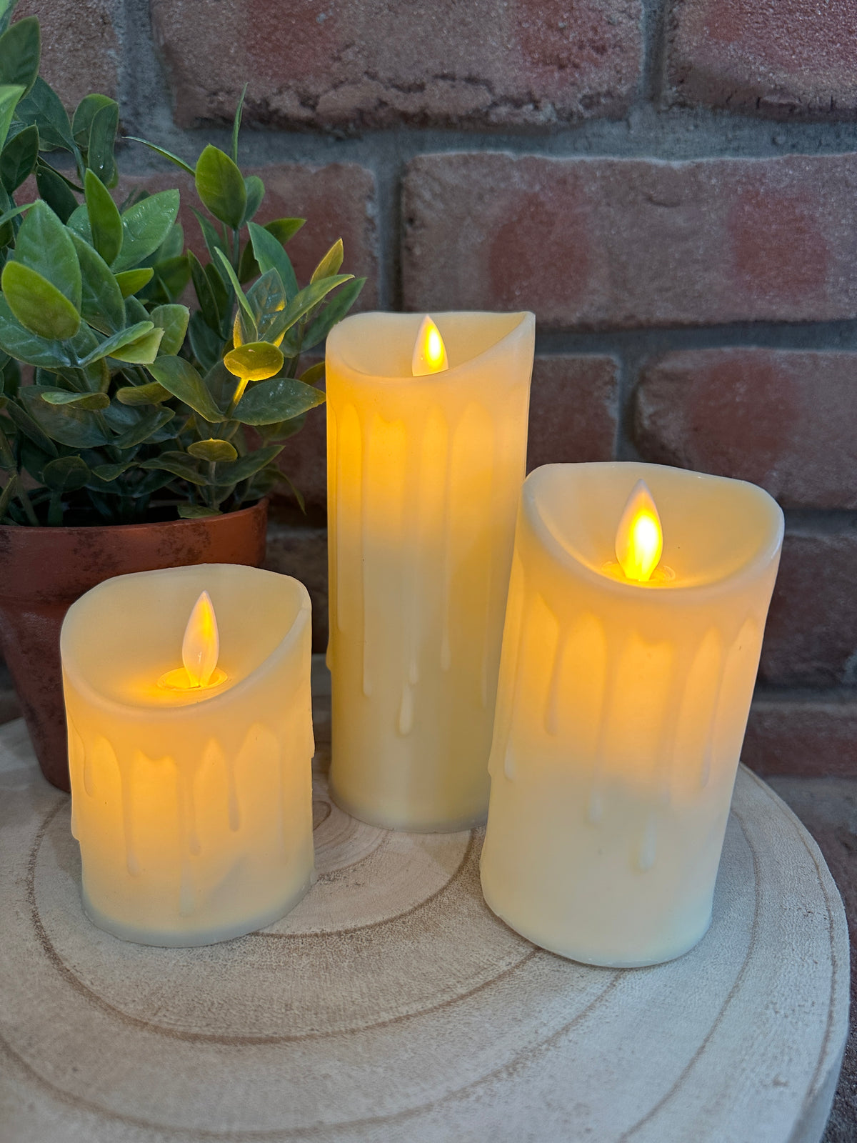 Moving Flame Slim Pillar Candles - 3 Sizes