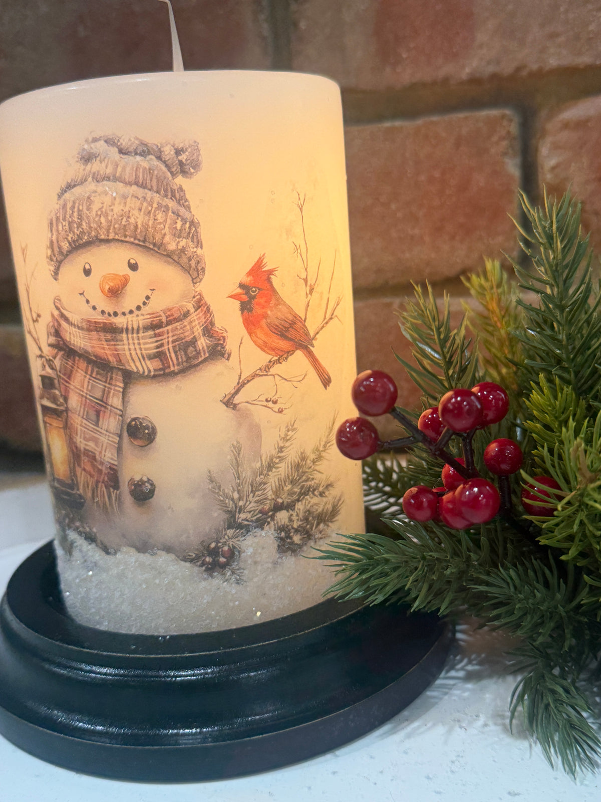 Woodsy Wilbur Snowman Candle Sleeve